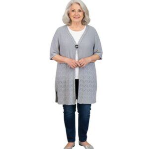 Cotton Ginny Size Large Cardigan Knit Open Sweater Layering Piece Cottagecore